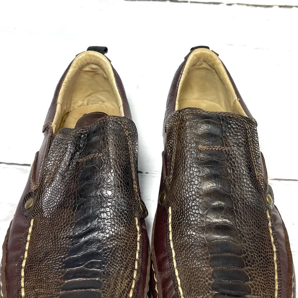 Belvedere Loafers Mens Size 9 Brown Genuine Ostrich Leather Driving Moc.‎